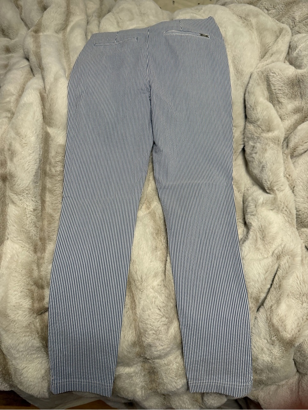 Calvin Klein Navy and White Pinstripe Ankle Pants Size 6